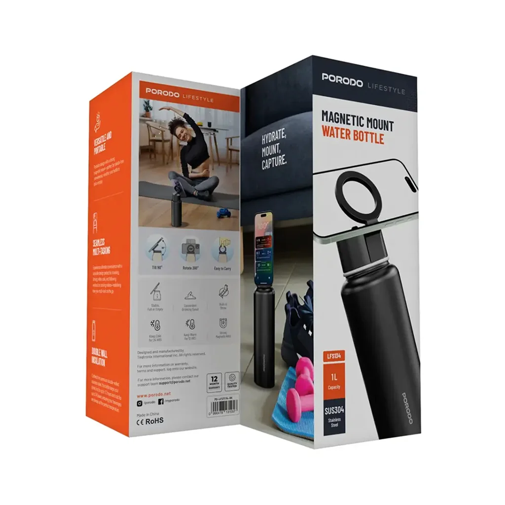 Porodo Lifestyle Magnetic Mount Water Bottle