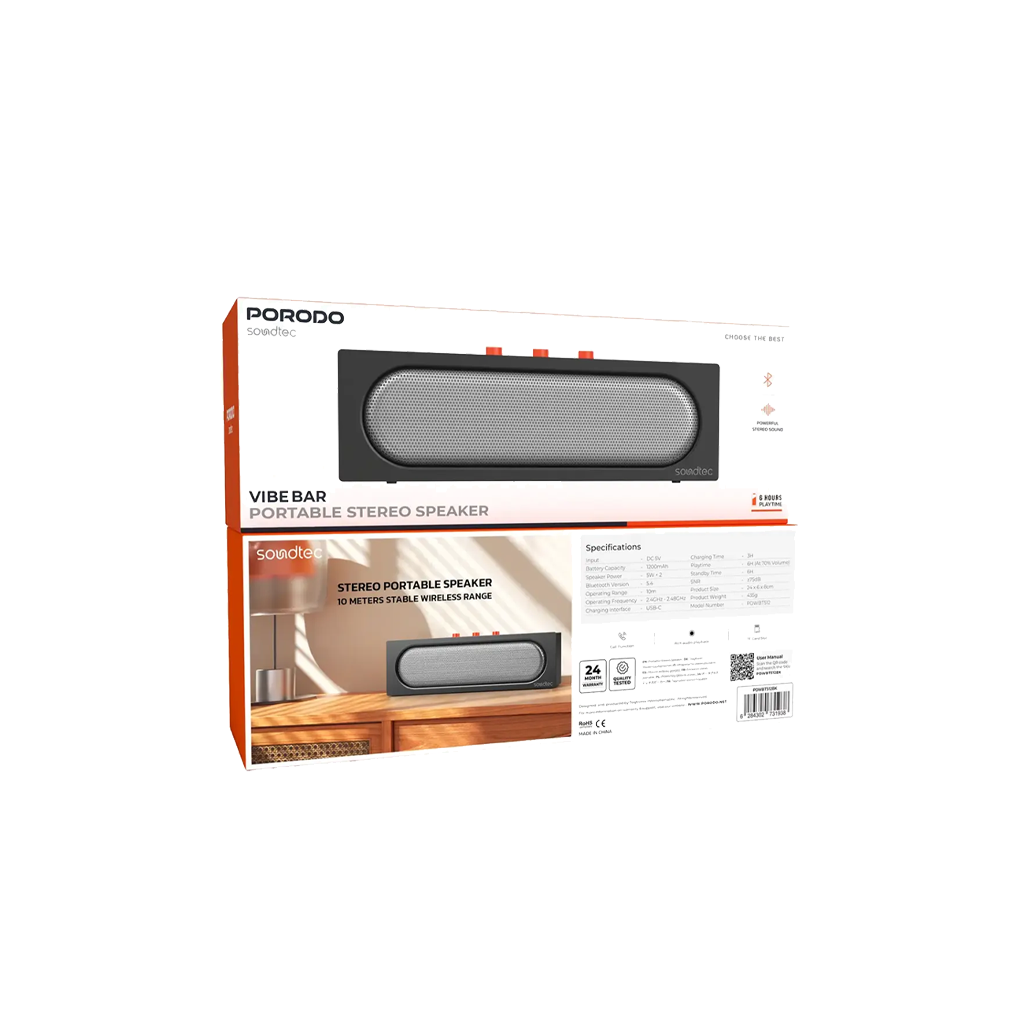 Porodo Soundtec Vibe Bar Portable Stereo Speaker
