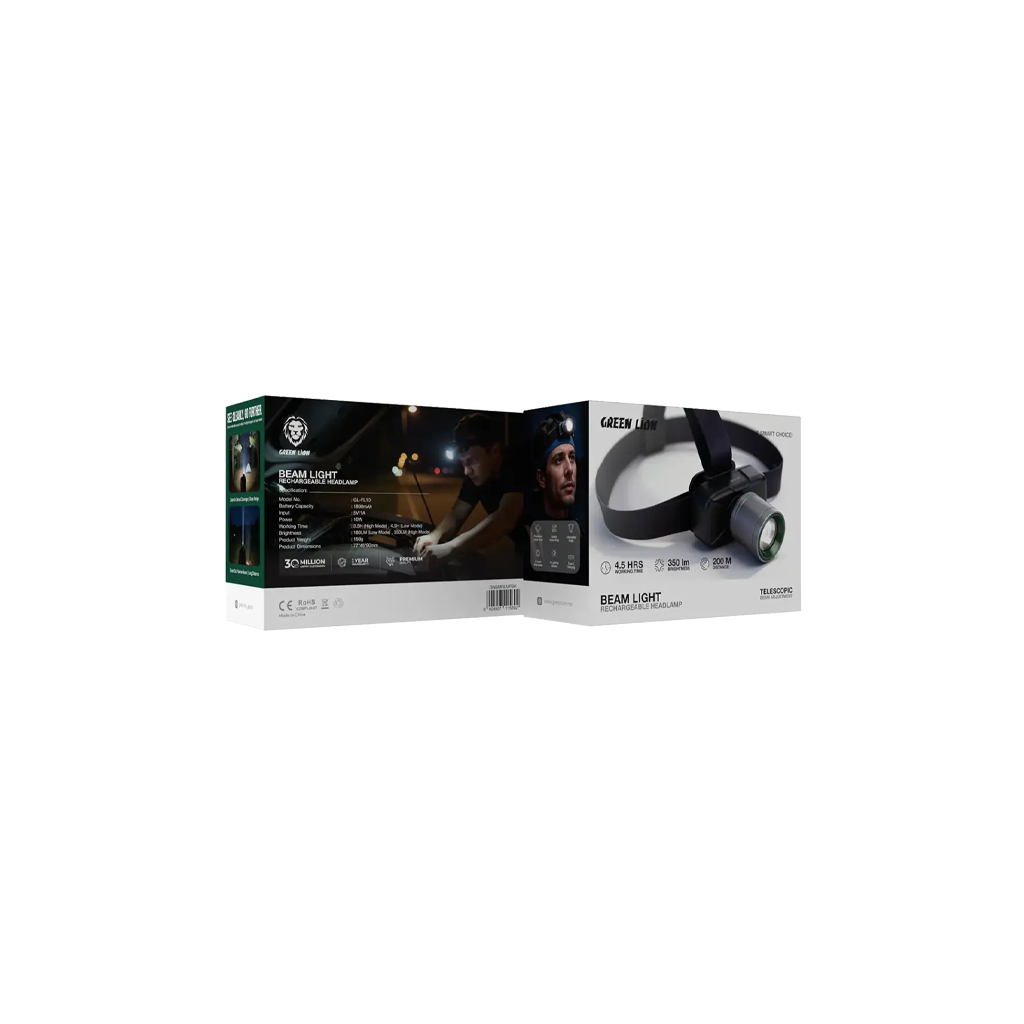 Green Lion Beam Light Rechargeable Headlamp