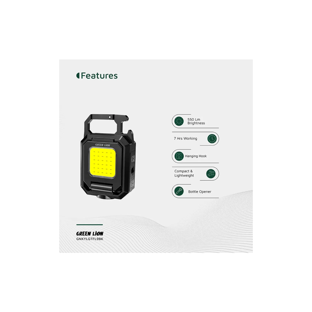 Green Lion Keychain Light with Foldable Design