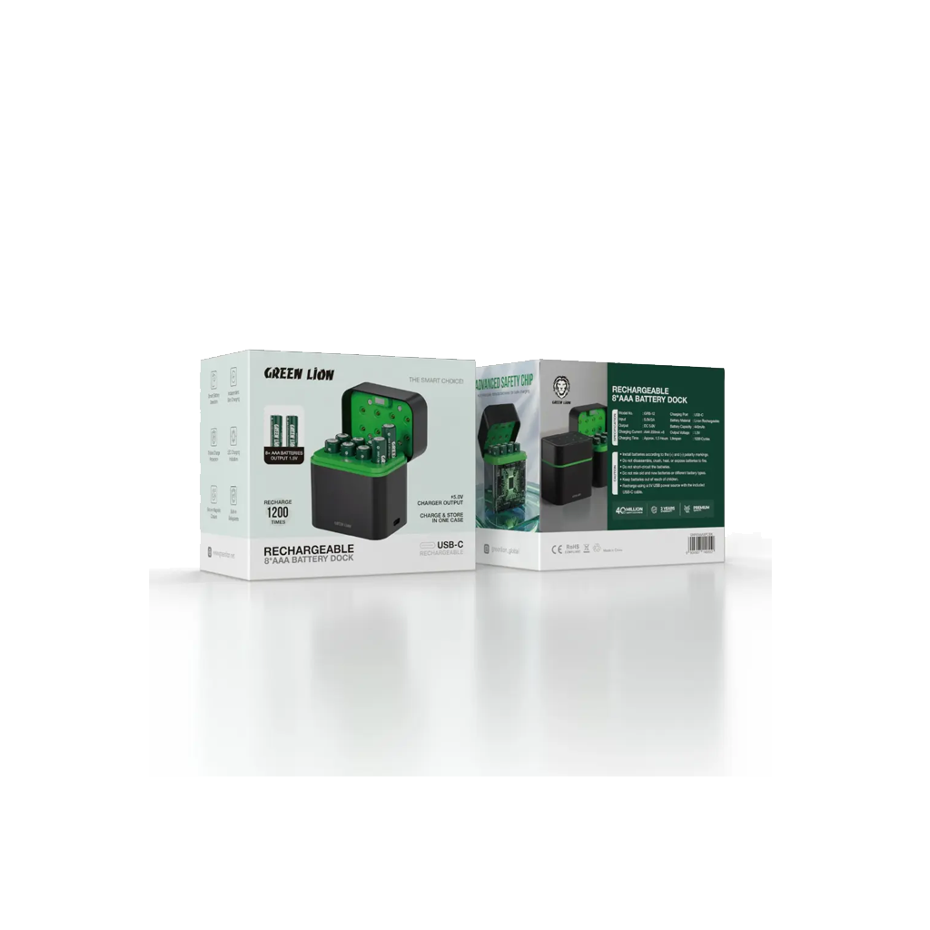 Green Lion Rechargeable 8*AAA Battery Dock USB-C