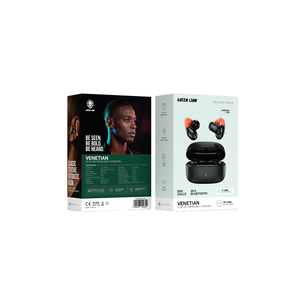 Green Lion Venetian Clip-On Wireless Earbuds