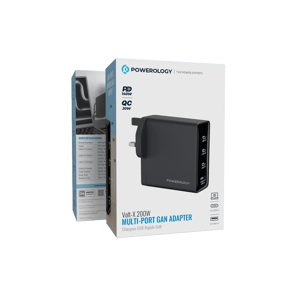 Powerology VOL-X 200W Multi-Port GaN Adapter