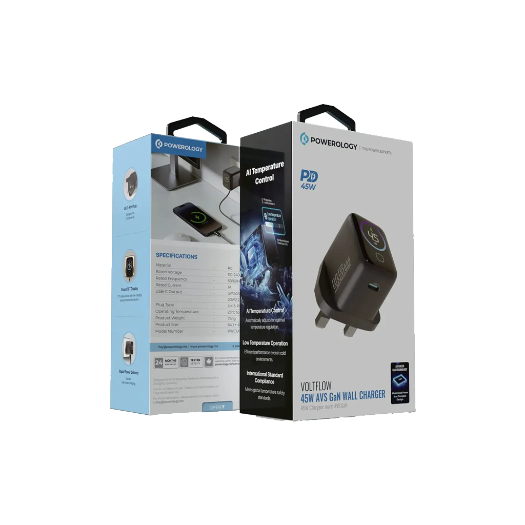 Powerology Voltflow GaN Wall Charger PD 45W