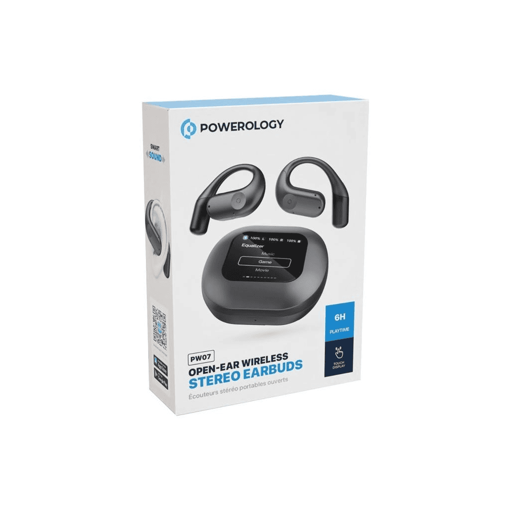 Powerology Air Conduction ENC TWS Earbuds and Charging Case with Display