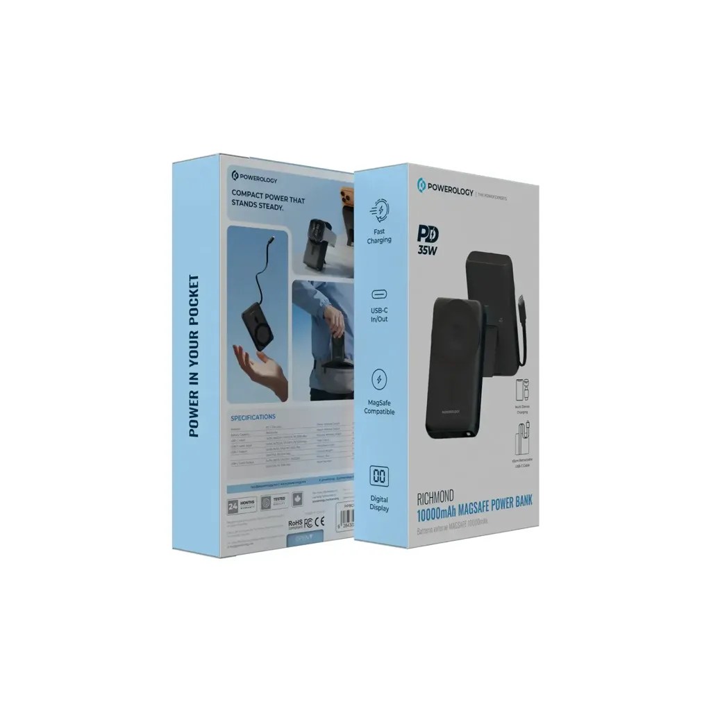 Powerology Richmond 10000mAh Magsafe Power Bank black color 6.webp
