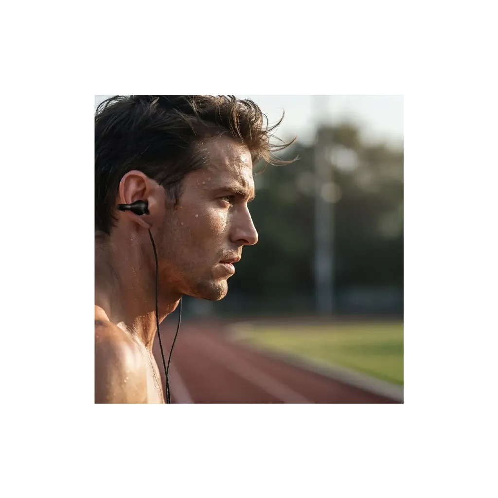 Powerology Voro Earhook USB-C Wired Earphones black color 10mm 7.webp