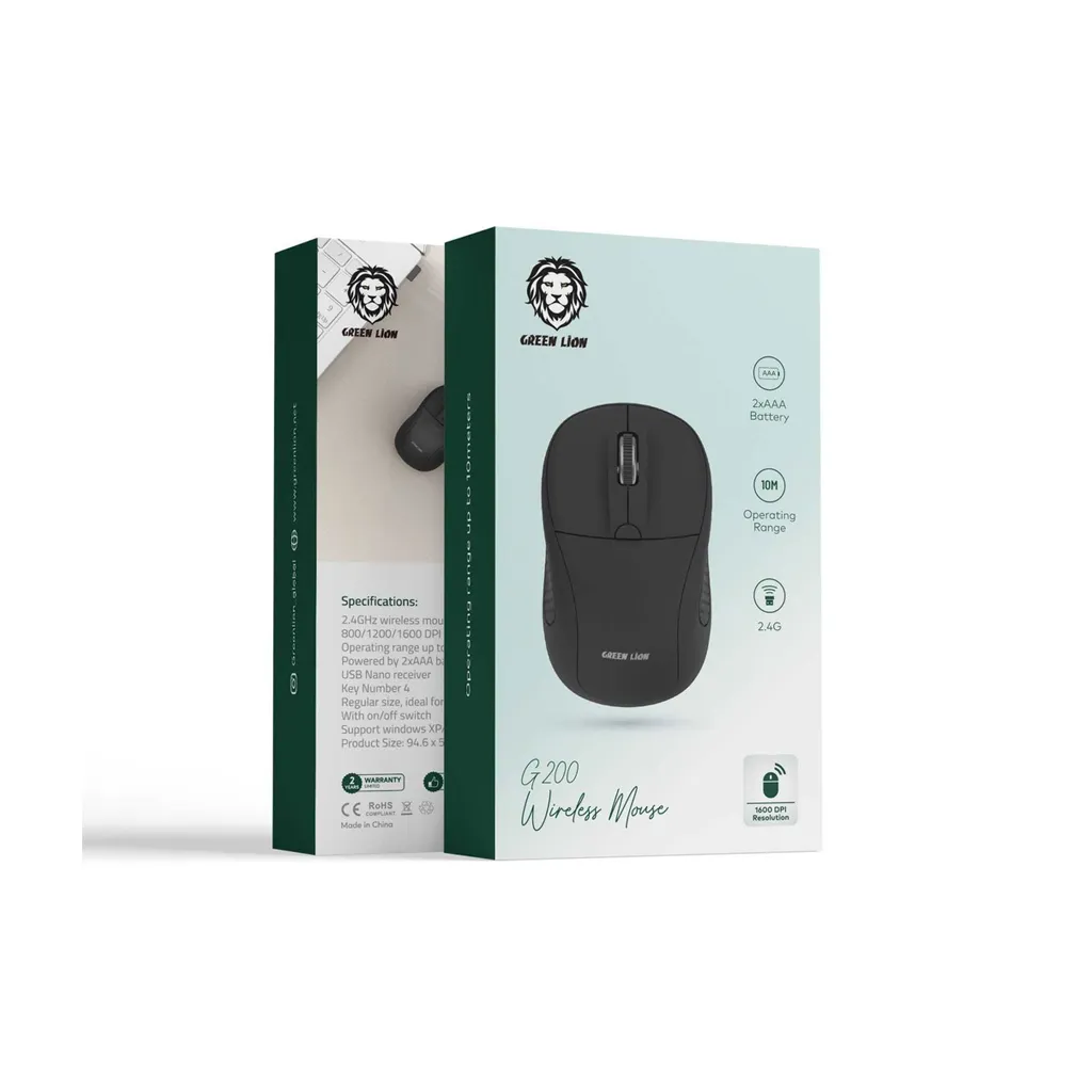 Green Lion G200 Wireless Mouse - Black 3 (1).webp