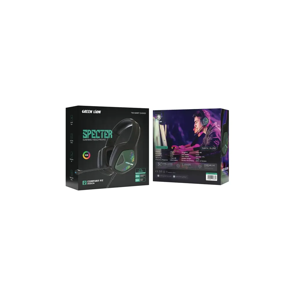 Green Lion Specter Gaming Headphone - Black 5.webp