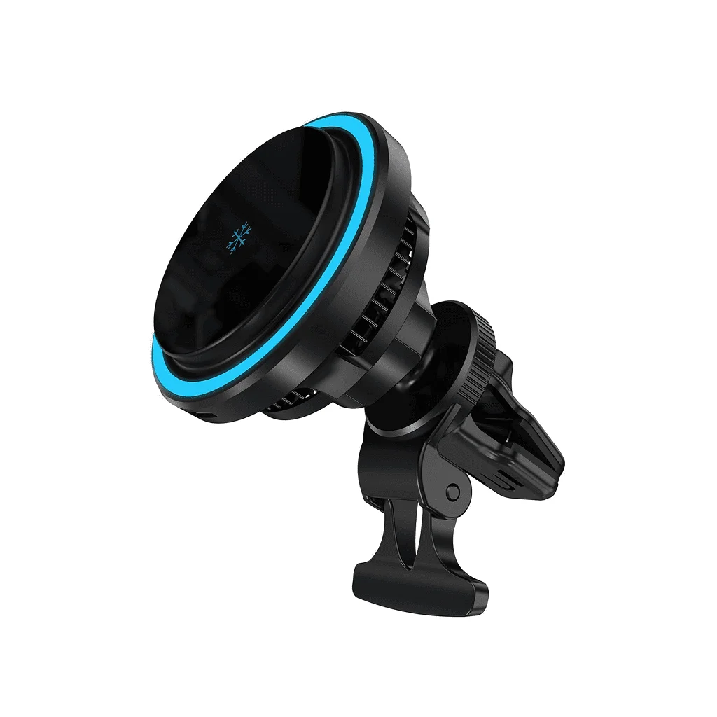 Powerology Qi2 Standard Round Magsafe Fast Charger with Air vent & Suction Mount